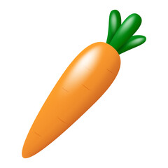 Carrot isolated on transparent background. 3d icon. Vegetables, autumn, Easter decorations. Cartoon minimal style. PNG illustration