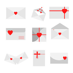 Love letters set. Valentine. Vector illustration on a white background.