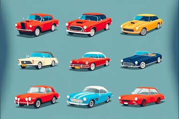 Cars flat illustration created with Generative AI 