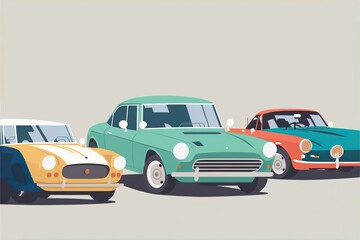 Cars flat illustration created with Generative AI 