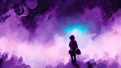 Obraz na płótnie Canvas Royal purple cloudy abstract illustration | AI Generated