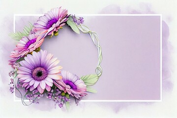  lavender color gerbera wreath, watercolor style AI Generated