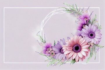  lavender color gerbera wreath, watercolor style AI Generated