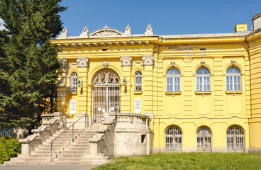 Obraz premium The Secheni bathhouse. Bathhouse of Budapest. Francek's wing. Balneological resort of Hungary.