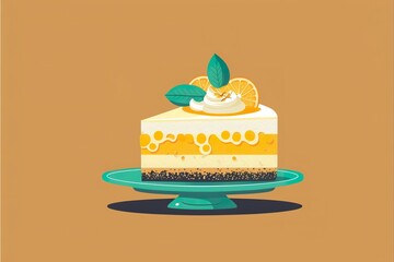 Cheesecake pie flat illustration created with Generative AI 