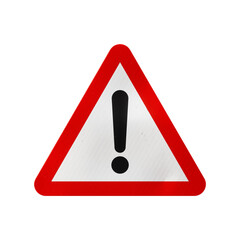 Danger or caution European warning road sign isolated on transparent background. 3D rendering