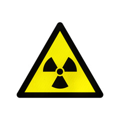 Fototapeta premium Nuclear radiation yellow and black warning symbol isolated on transparent background. 3D rendering