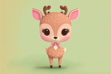 Naklejka premium Cute deer flat illustration created with Generative AI 