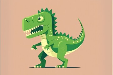 Fototapeta premium Dinosaur flat illustration created with Generative AI 