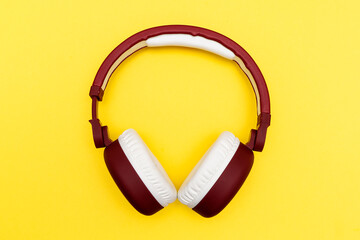 Red wireless bluetooth headphones
