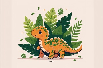 Obraz premium Cute dinosaur created with Generative AI 