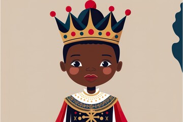 King black skin flat illustration created with Generative AI 