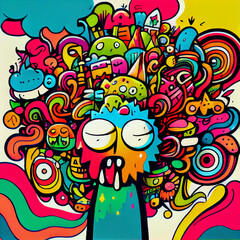 Obraz premium meditation doodle