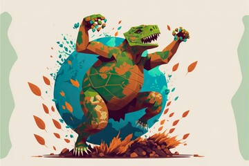 Earth elemental flat illustration created with Generative AI 
