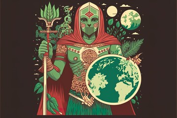 Earth elemental flat illustration created with Generative AI 