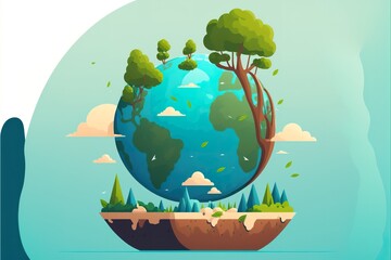 Earth elemental flat illustration created with Generative AI 