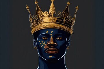 Black skin king created with Generative AI 