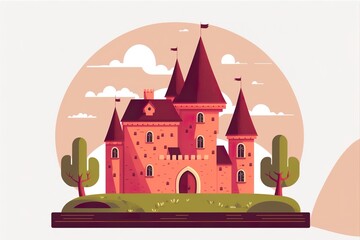 Castle flat illustration created with Generative AI 