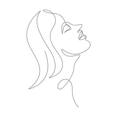 Woman face line art icon design