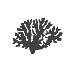 A simple outline illustration of an underwater coral plant. Сoral pattern isolate on white background.