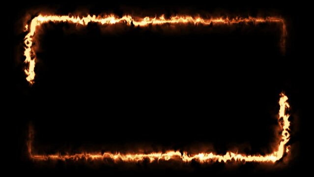 Fire effect frame animation. repetition of burning fire effect. Flame rectangle border blazing.