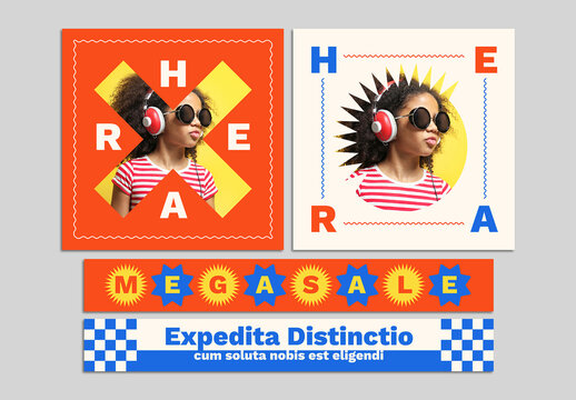 Set of Modern Flat Abstract Web Banners 