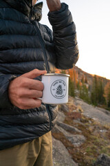 Man Drinking Coffee In The Backcountry in Lake Tahoe