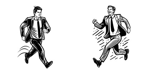 Illustration of running businessmen in suits