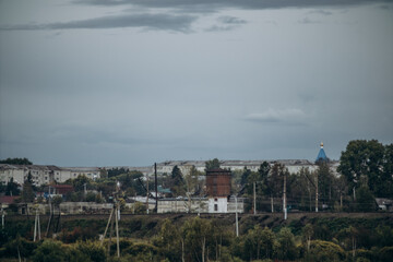 Beautiful view of the small town from afar.