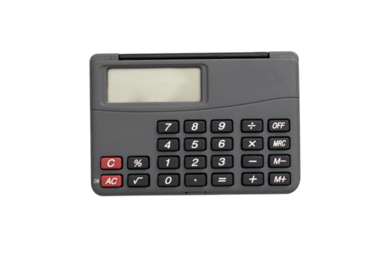 The calculator is a normal isolated office, transparent background, png. - Powered by Adobe