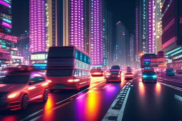 traffic at night-Generate AI