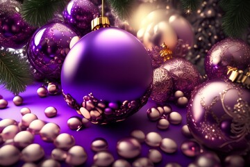 purple christmas balls-Generate AI