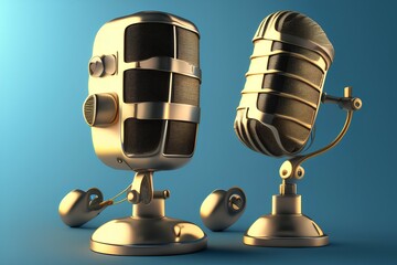 vintage microphone and headphones-Generate AI