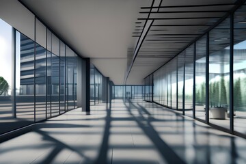 long corridor in office building-Generate AI