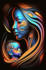 Mother day 2023. Mother hug her baby.