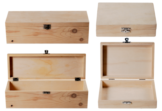 Two different sized wooden crates on an isolated background.