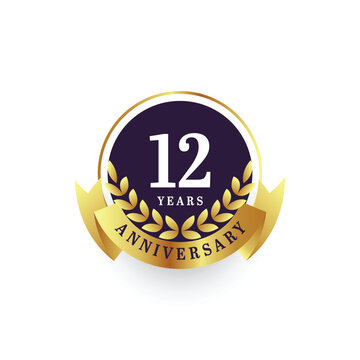 12 years anniversary gold logo template design