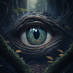 Big Monster Eye In The Forest
