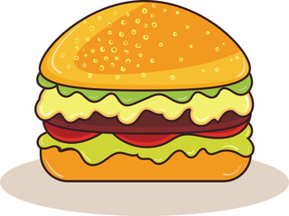 Cheese hamburger on isolated white background vector 