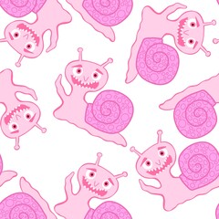 Cartoon animals seamless cute snails pattern for kids clothes print and wrapping paper and fabrics and linens