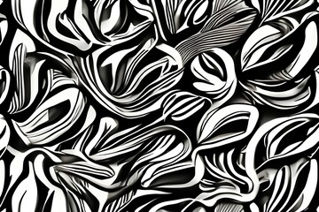 black and white seamless pattern - Generate AI