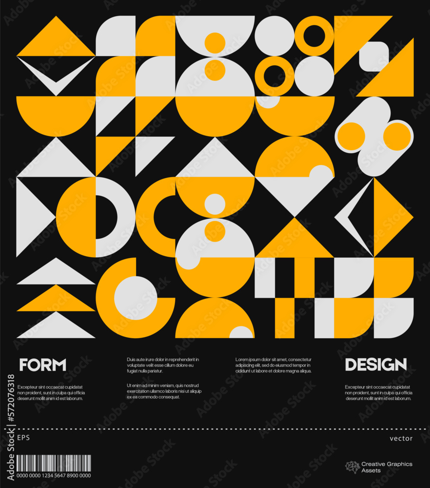 Poster swiss poster design template layout with clean typography and minimal vector pattern with colorful a