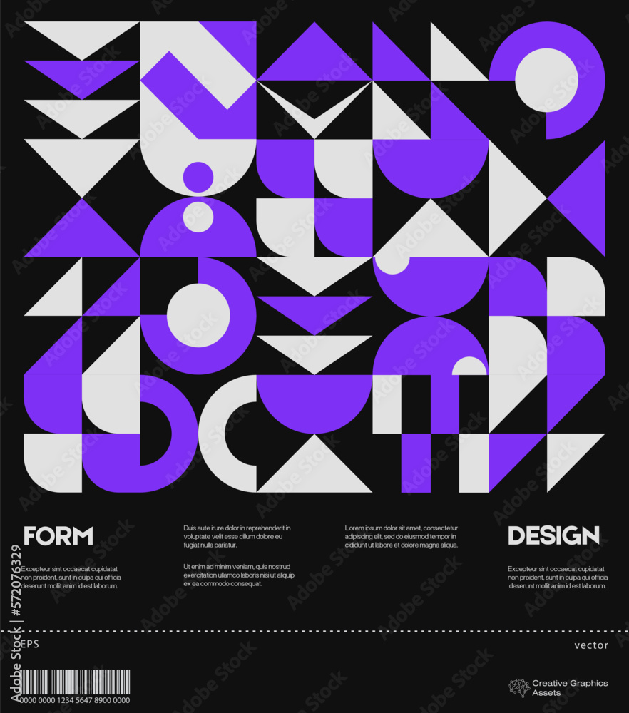 Aufkleber swiss poster design template layout with clean typography and minimal vector pattern with colorful a