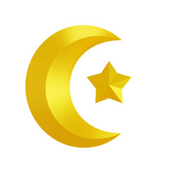 islamic moon and star 3d render icon illustration