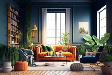contemporary living room real estate yellow sofa