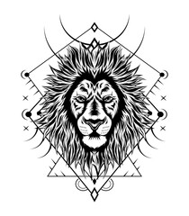 The lion king vector illustration black and white style