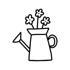 Watering can sketch doodle icon for web, mobile, and infographics. Hand drawn vector isolated on white background. Vector illustration