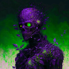 background with horror purple person