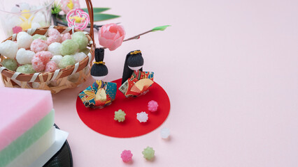 日本の文化・ひな祭りイメージ｜雛あられ・ひし餅・金平糖