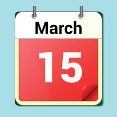 15 march calendar date on a white puzzle with separate details. 